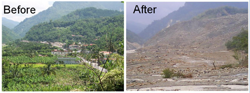 Landslide in Taiwan. Obtained from http://www.hurricanescience.org/society/impacts/rainfallandinlandflooding/#:~:text=In%20addition%20to%20high%20winds,trigger%20landslides%20and%20debris%20flows.&text=Most%20of%20this%20rain%20occurred,and%20caused%20catastrophic%20flash%20flooding. 
